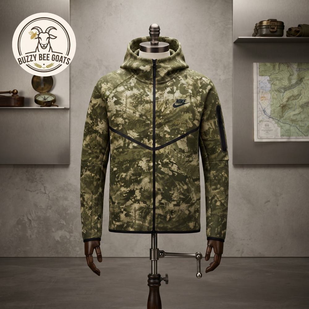 Nike Tech Fleece Windrunner Full-Zip Hoodie/Jacket Green Camo Men's Size XL